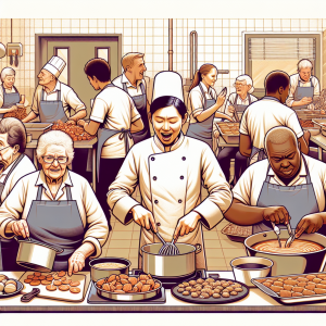 A professional care home cook preparing food
